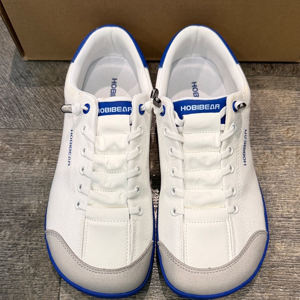 Hobibear Women's White and Blue Casual Sneakers